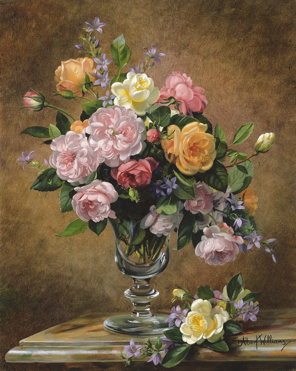 Roses in a Glass Vase by Albert Williams