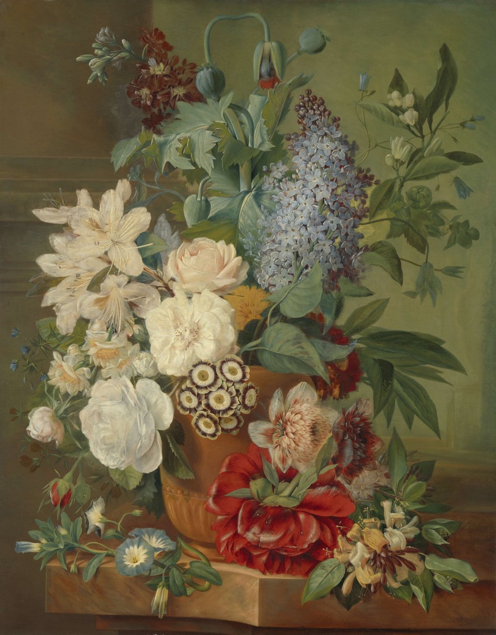 Flowers in a Terracotta Vase by Albertus Jonas Brandt