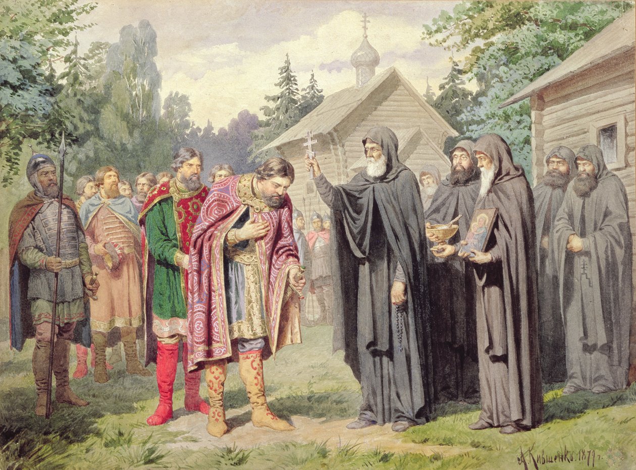 Duke Dimitry and St. Sergy at Redonezh before Battle with Tartars, 1880 by Aleksei Danilovich Kivshenko
