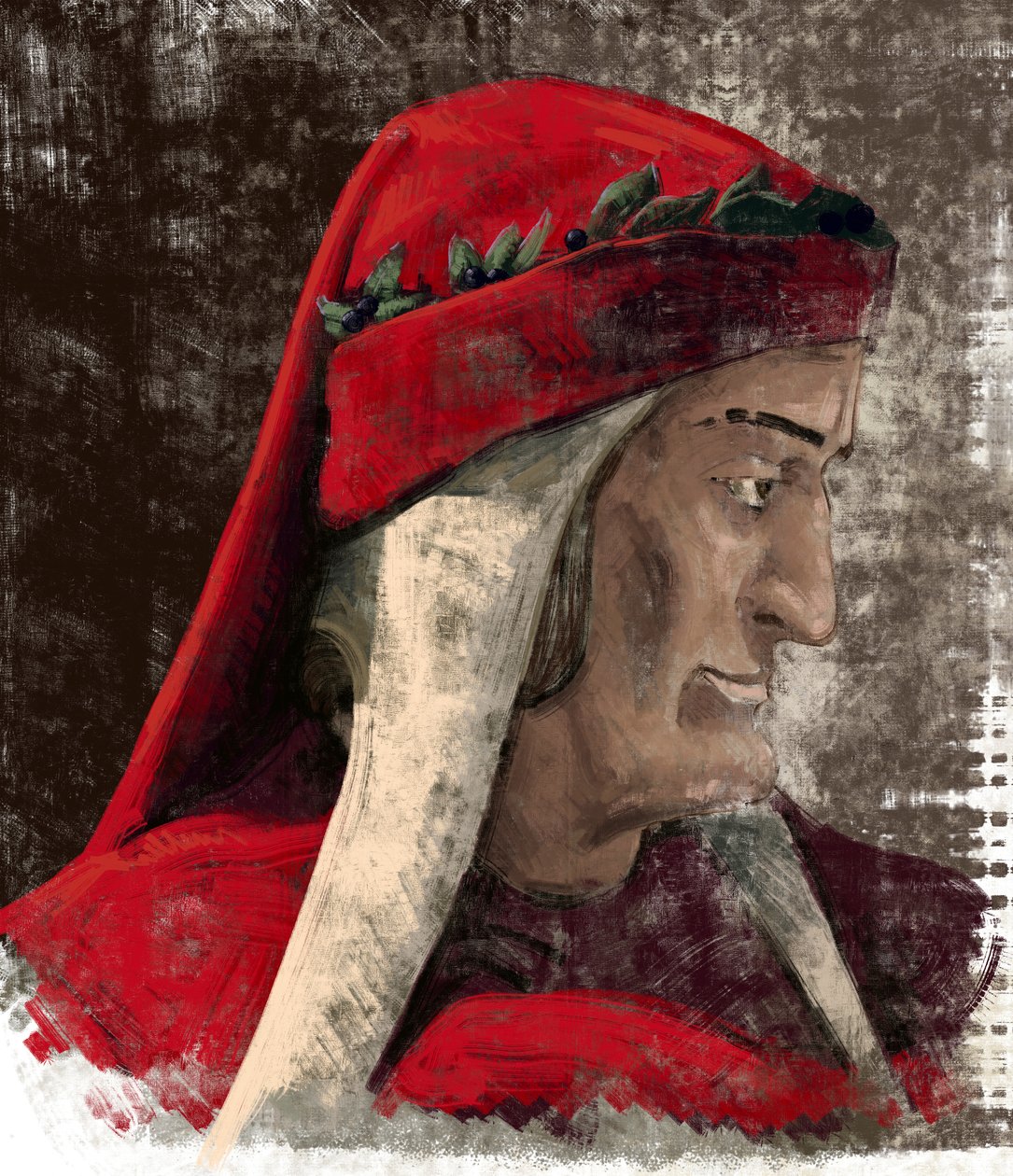 Dante Alighieri (illustration) by Alessandro Lonati
