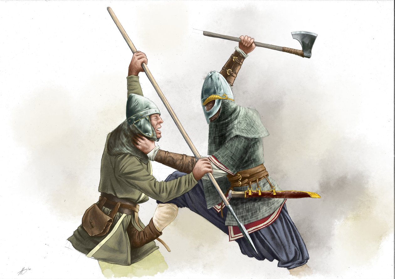 Viking warrior fighting by Alessandro Lonati