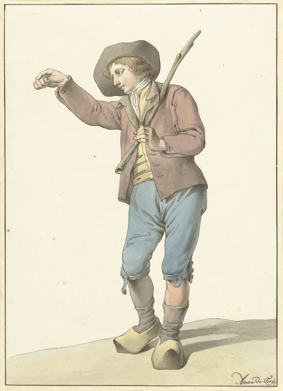 Peasant Boy Pointing with His Right Hand by Aletta de Freij