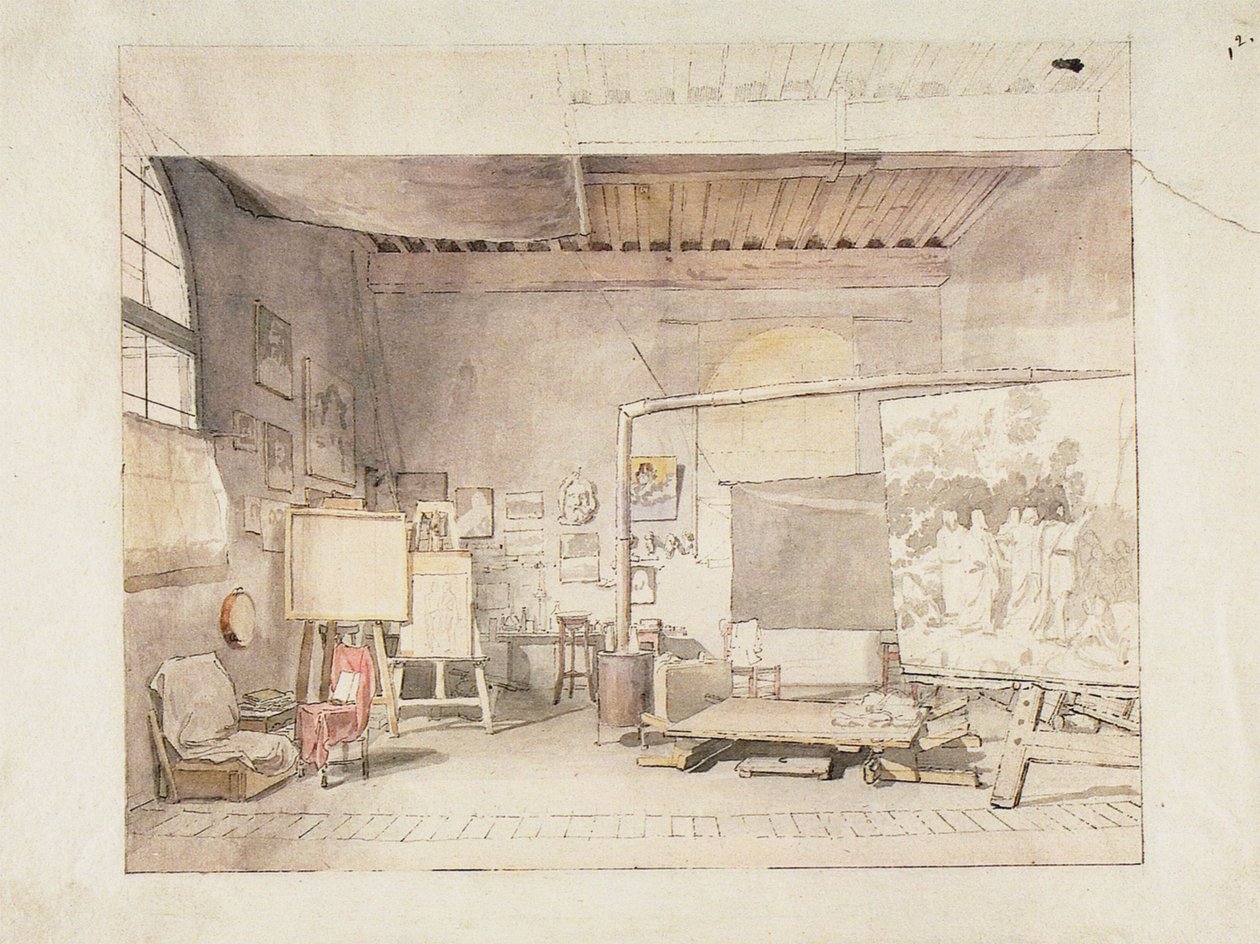 The Atelier of Alexander Ivanov in Rome by Alexander Andreyevich Ivanov