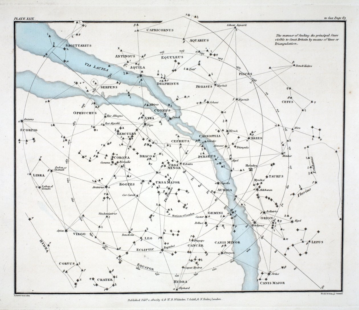 Map Showing the Principal Stars Visible in Great Britain (Plate XXIX), from 