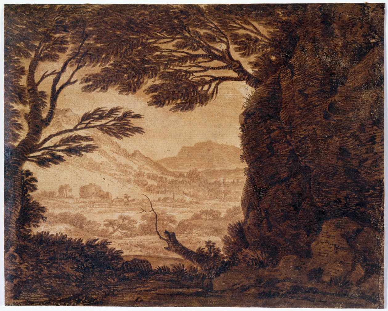 Classical Landscape, mid-18th century by Alexander Cozens