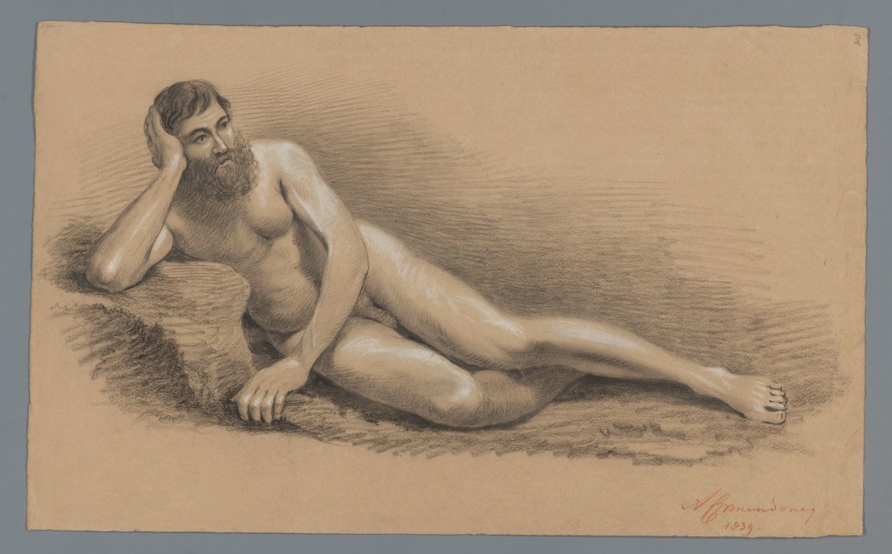 Reclining Male Nude, to the Left by Alexander Cranendoncq