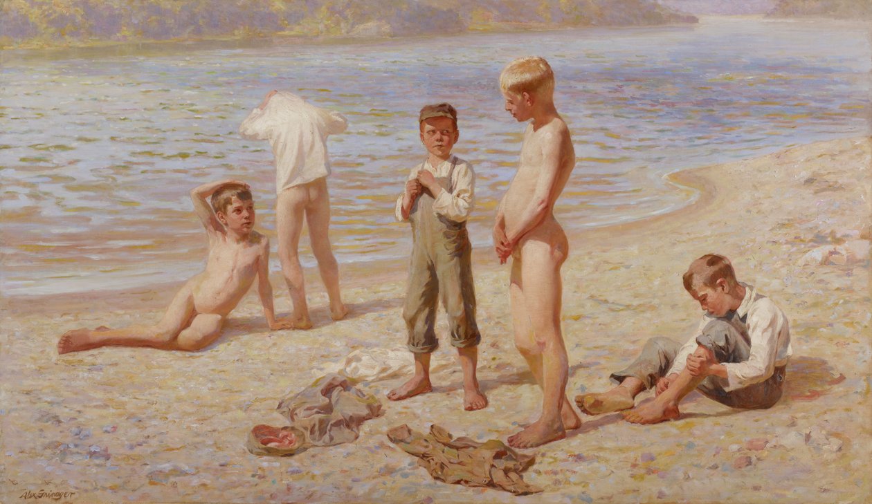 Boys Bathing by Alexander Grinager