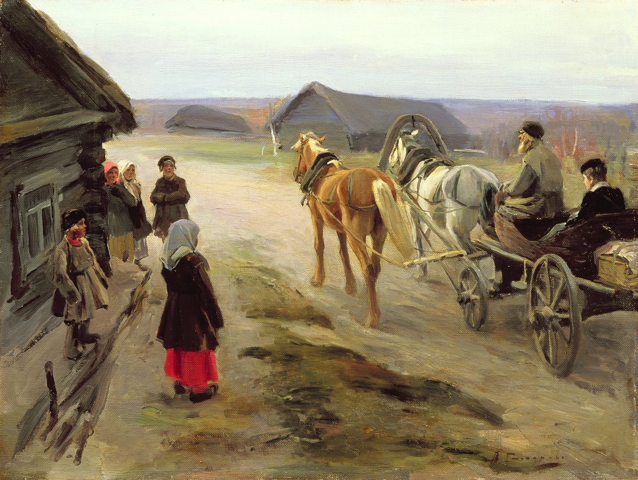 Arrival of a School-Mistress in the Country by Alexei Steipanovitch Stepanov