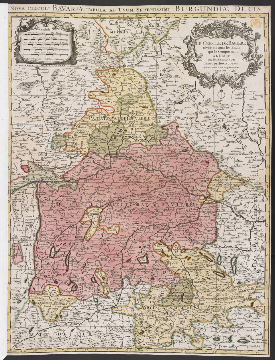 Map of Bavaria by Alexis Hubert Jaillot