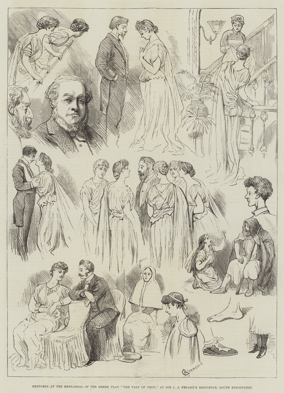 Sketches at the Rehearsal of the Greek Play The Tale of Troy, at Sir C J Freake