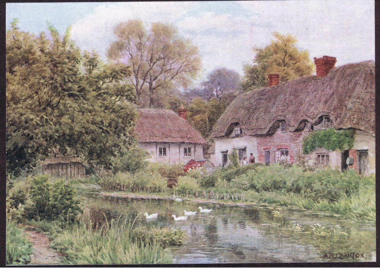 Cottages at Lake, Nr Salisbury, Wiltshire, from The Cottages and the Village Life of Rural England published by Dent & Sons Limited, 1912 by Alfred Robert Quinton