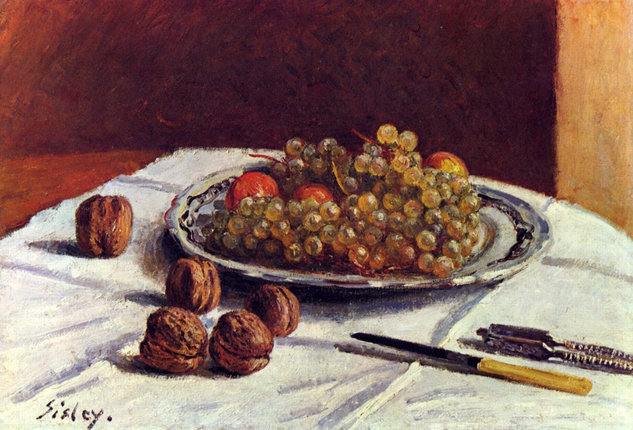 Still Life, Grapes and Nuts by Alfred Sisley