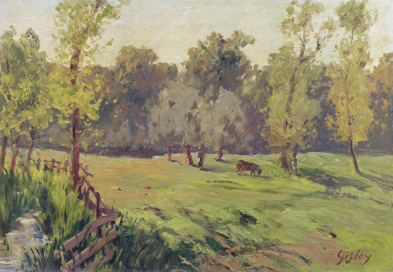 A Pasture with a Stream and an Enclosure, c.1868 by Alfred Sisley