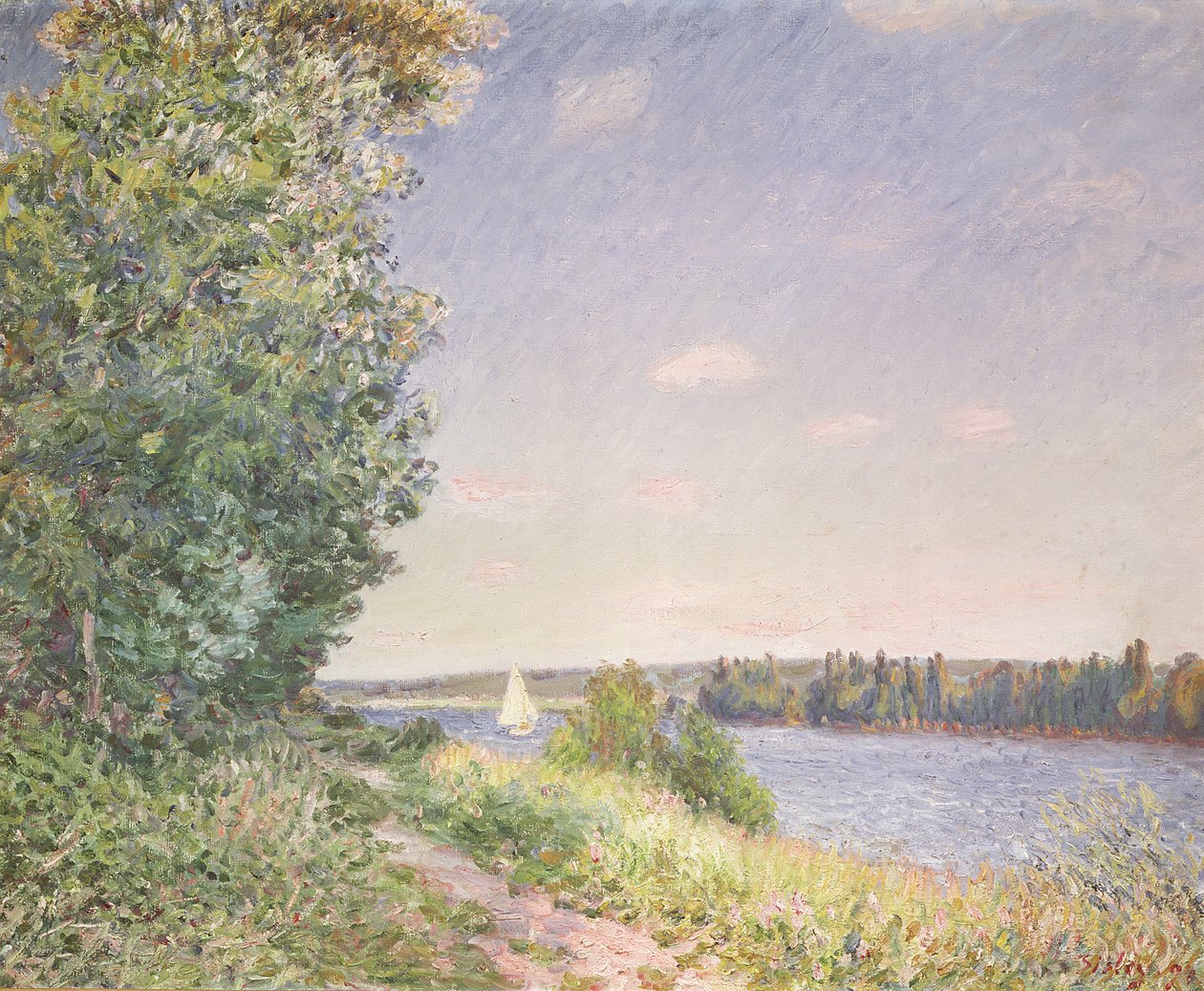 Normandy, the Water Path in the Evening, Sahurs by Alfred Sisley