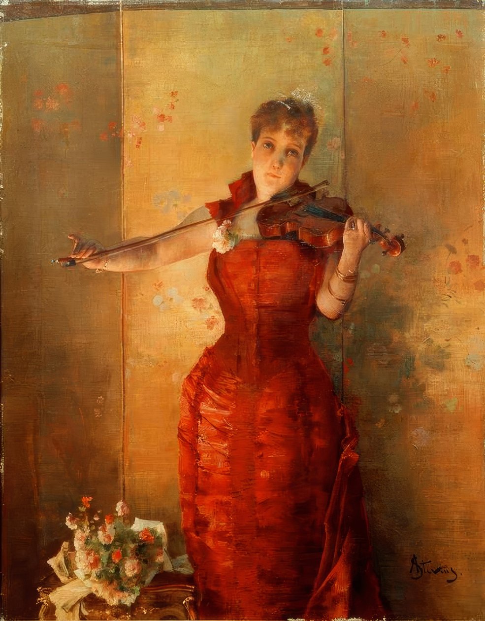 A. Stevens, The Violinist by Alfred Emile Stevens