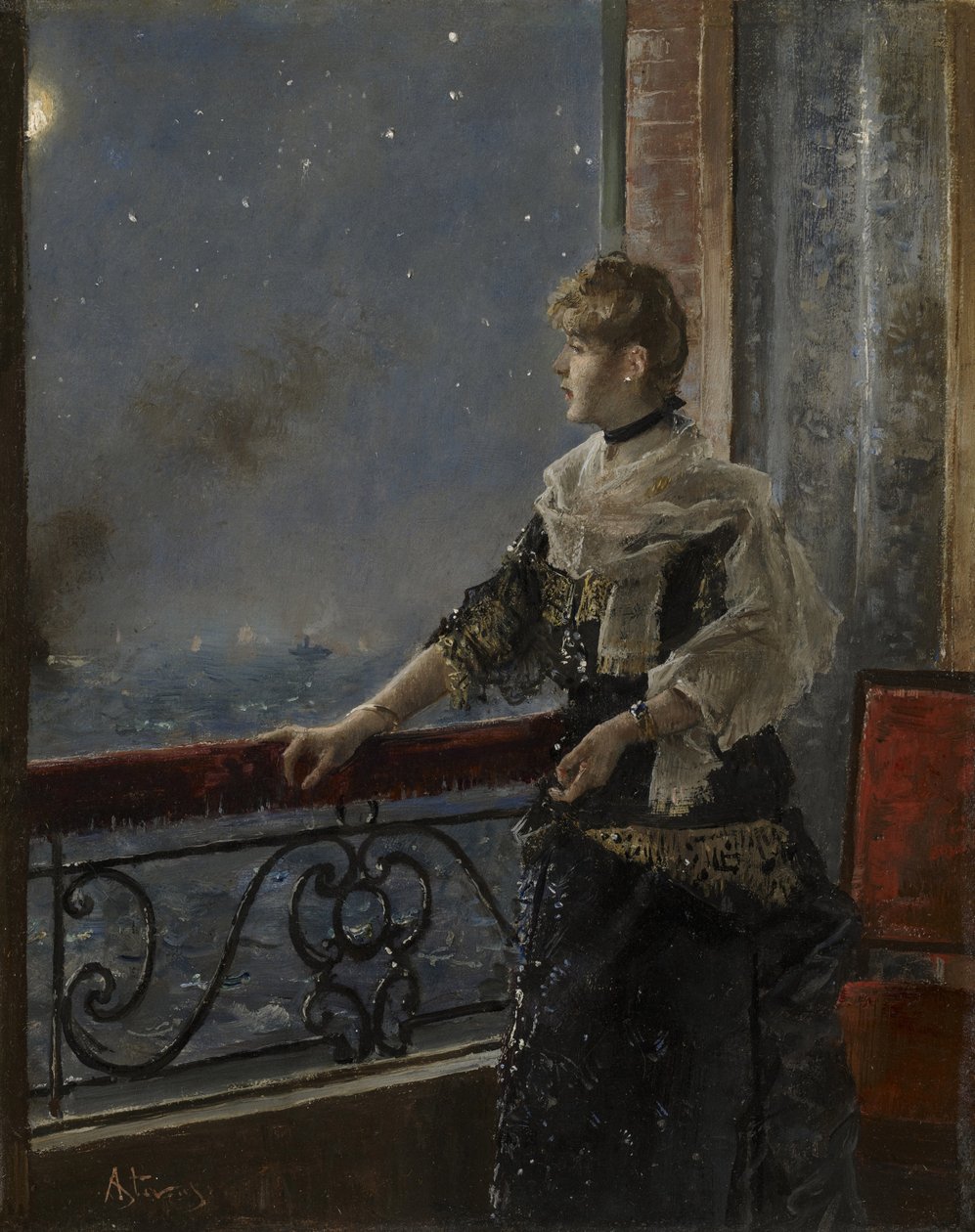 Moonlight by Alfred Emile Stevens