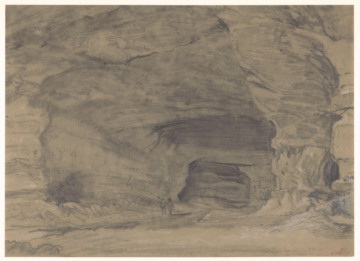 Two Figures Walking Inside a Large Cave by Alfred Robaut