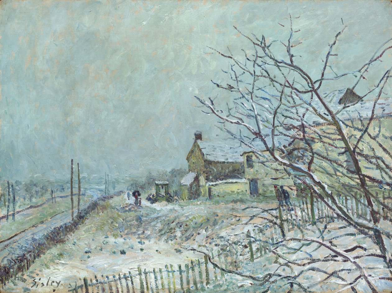 First Snow at Veneux-Nadon by Alfred Sisley