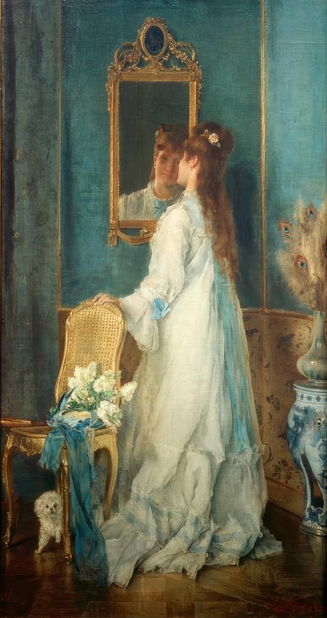 Alfred Stevens, Girl in Front of the Mirror by Alfred Emile Stevens