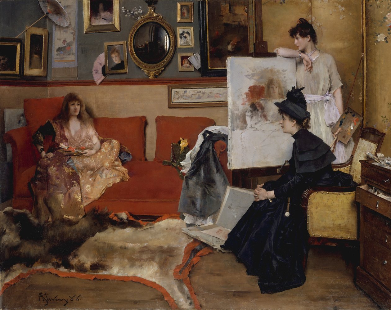 In the Studio by Alfred Emile Stevens