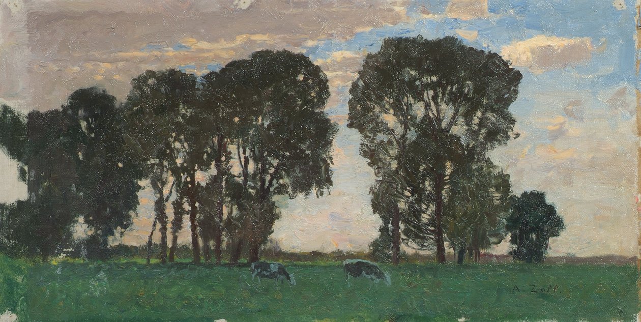 Langenpreising, Pasture with Large Trees by Alfred Zoff