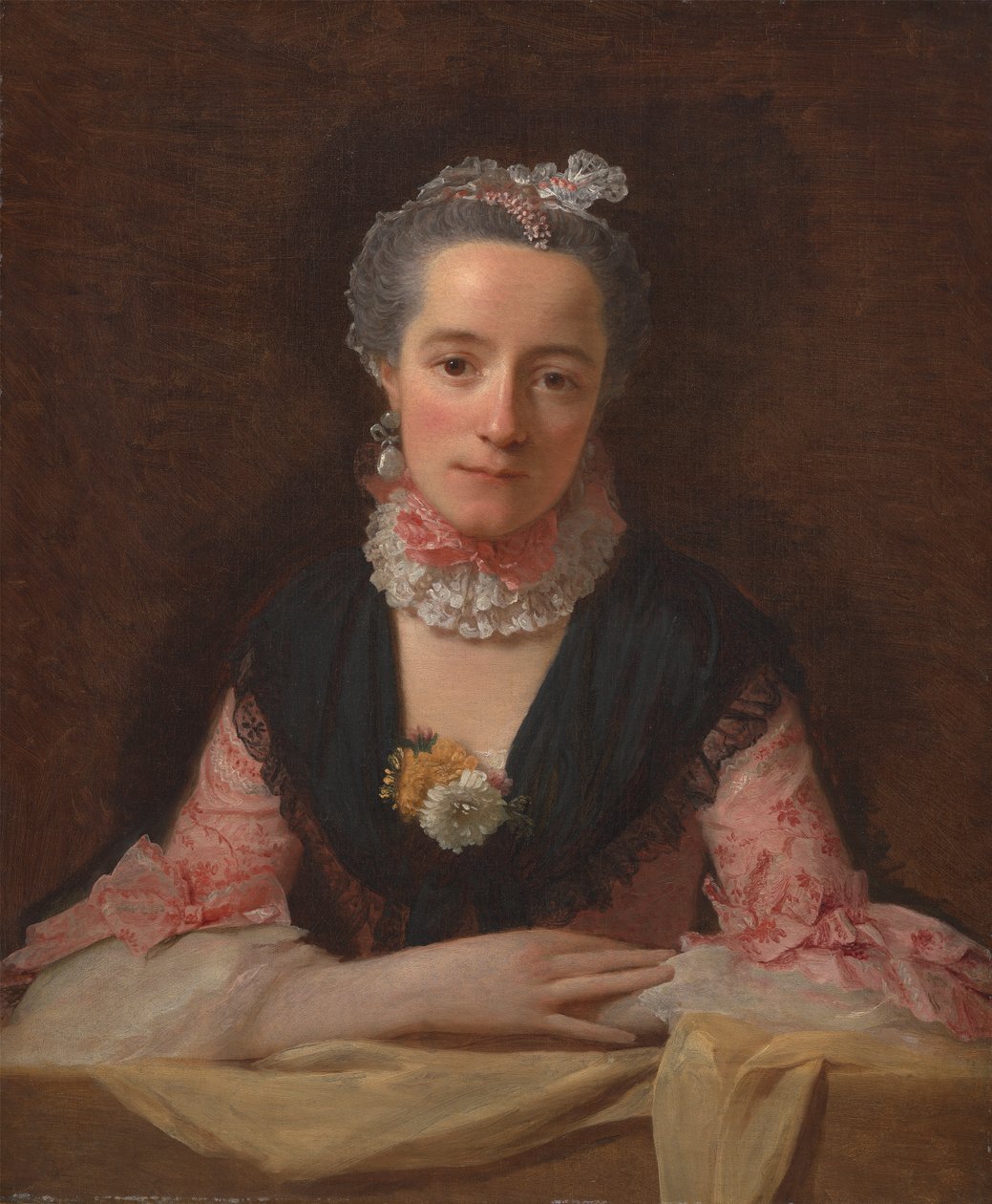 Lady in a Pink Silk Dress by Allan Ramsay
