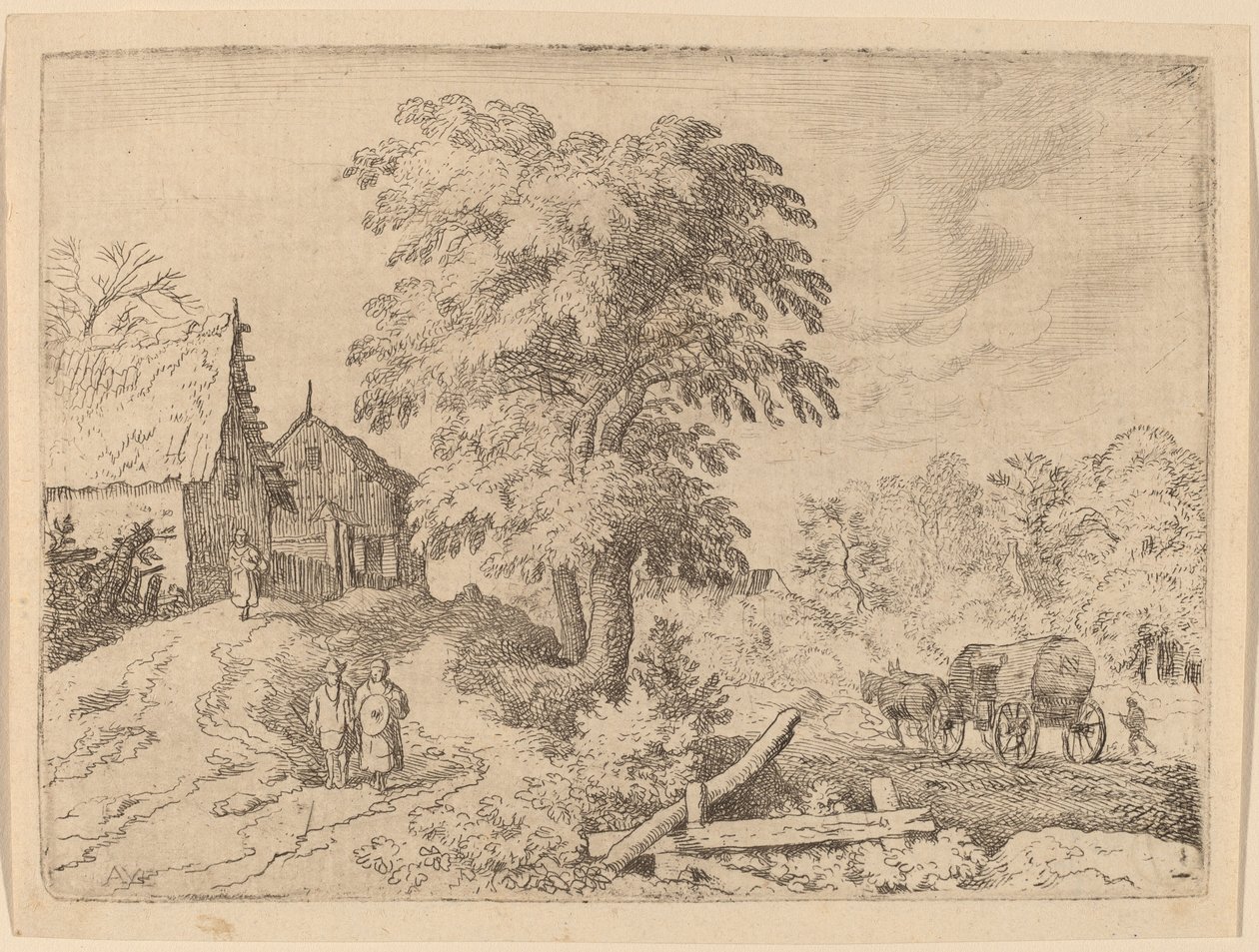 Cart with Two Draft Horses by Allart van Everdingen