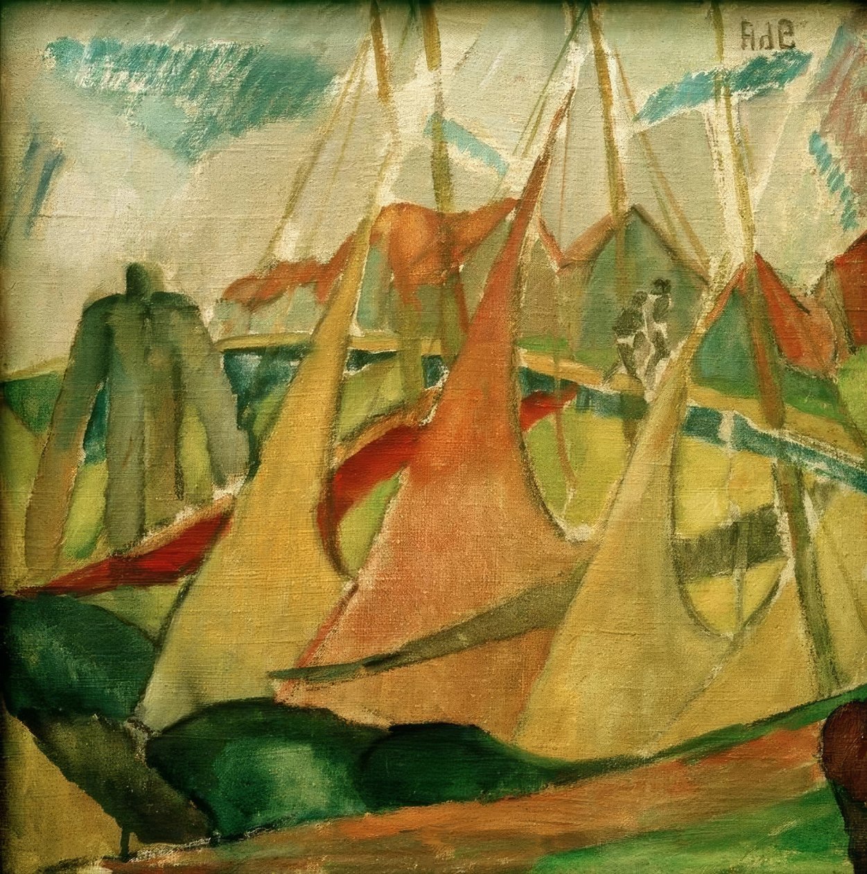 Red and Yellow Sails (Sailing Ships in Cuxhaven) by Alma Del Banco