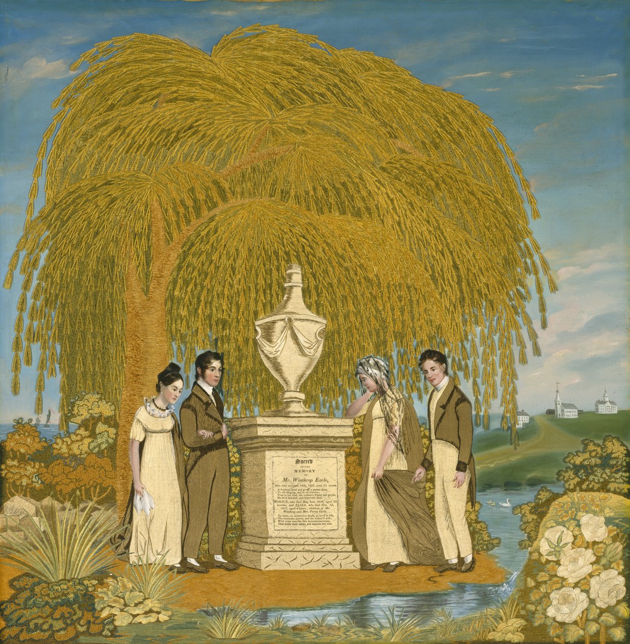 Memorial Embroidered Picture by Almira attr.to Earle