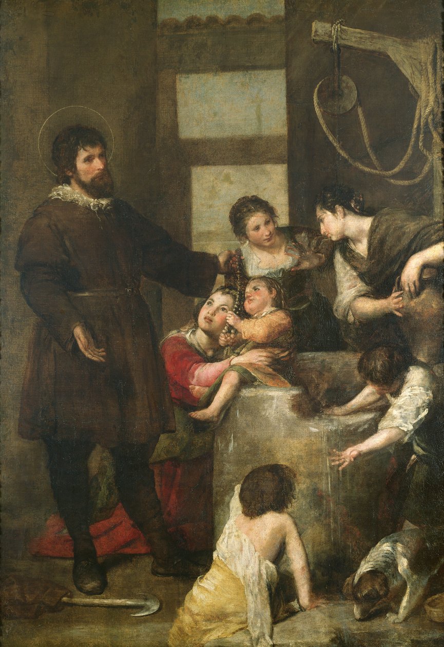 St. Isidore saves a child that had fallen in a well, 1646-48 by Alonso Cano