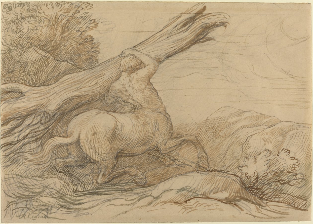 Centaur Carrying a Tree Trunk by Alphonse Legros