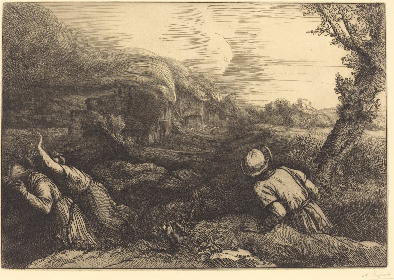 Fire in the Hamlet by Alphonse Legros
