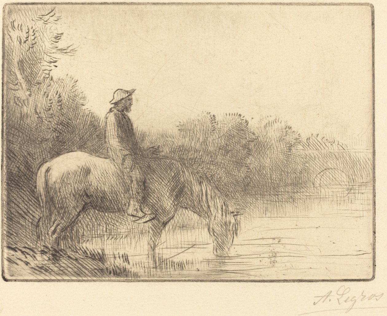 Fording a River by Alphonse Legros