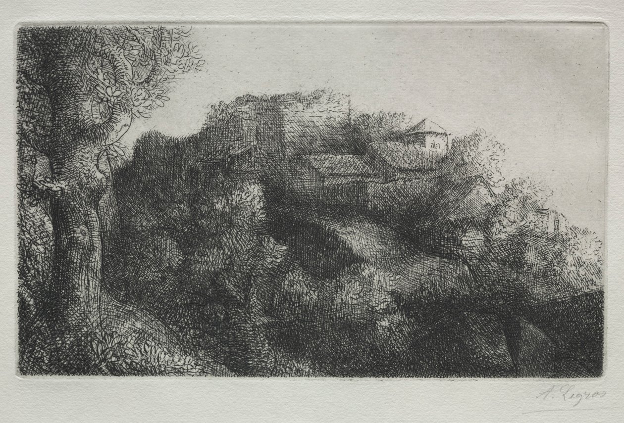 Landscape with buildings by Alphonse Legros