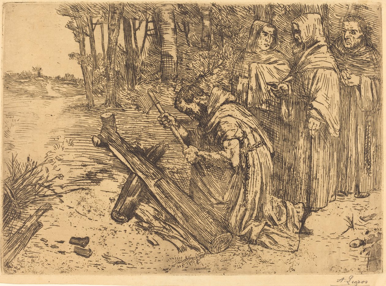 Monks Chopping Wood by Alphonse Legros