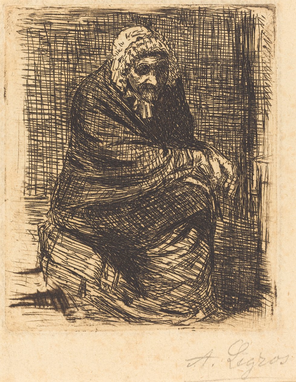 Old Woman Seated by Alphonse Legros