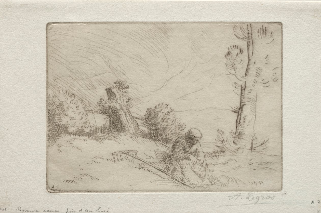 Peasant Near a Stone Fence by Alphonse Legros