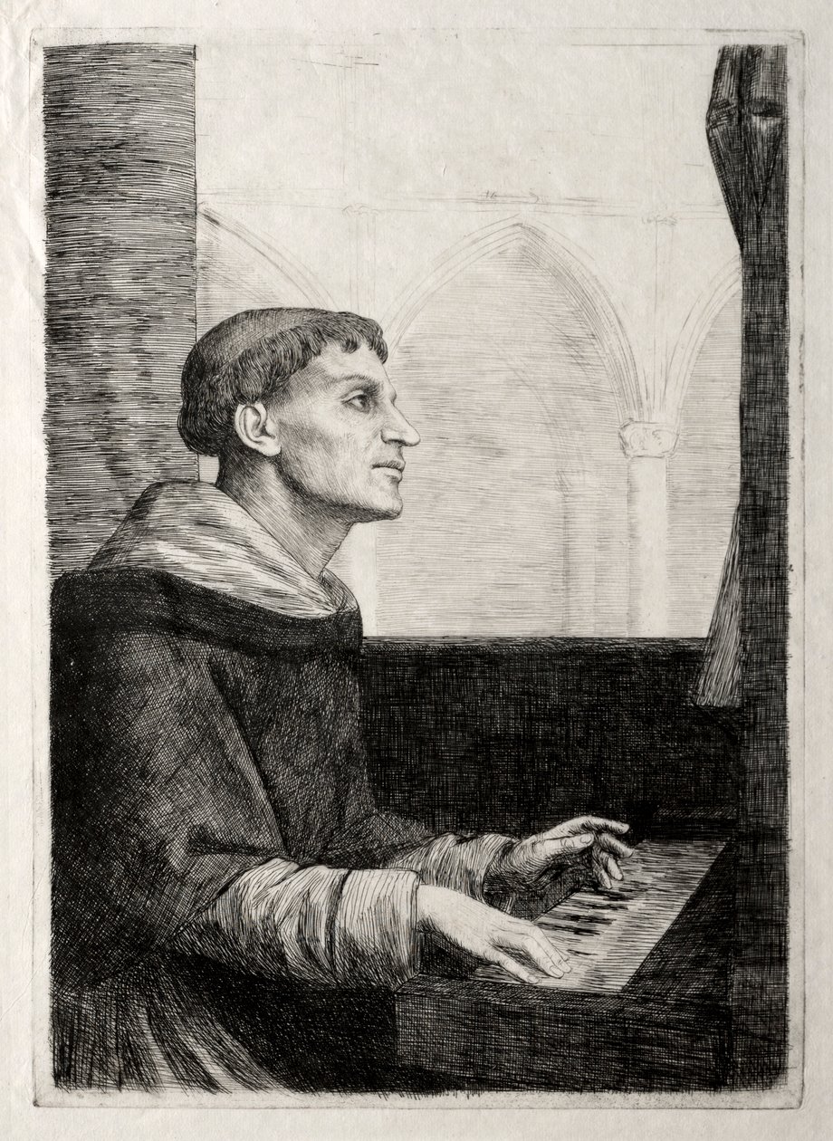 The Monk at the Organ by Alphonse Legros
