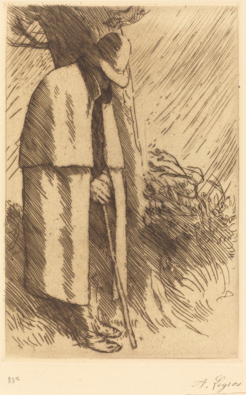 Traveler taking Shelter by Alphonse Legros