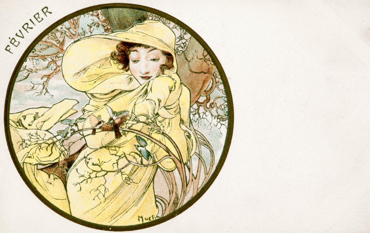 February by Alphonse Mucha