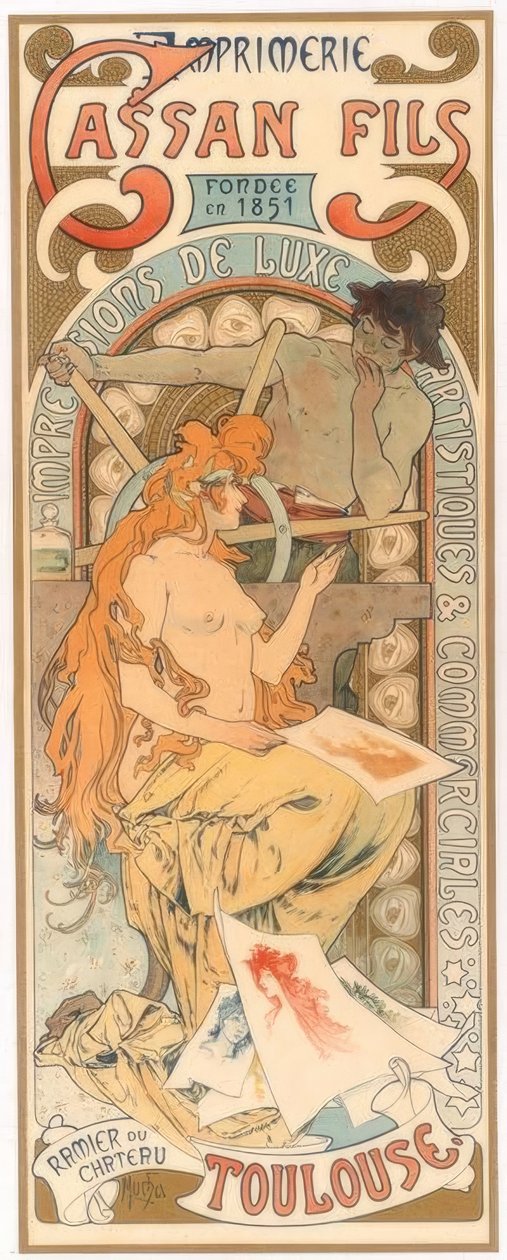 Cassan Fils Printing by Alphonse Mucha