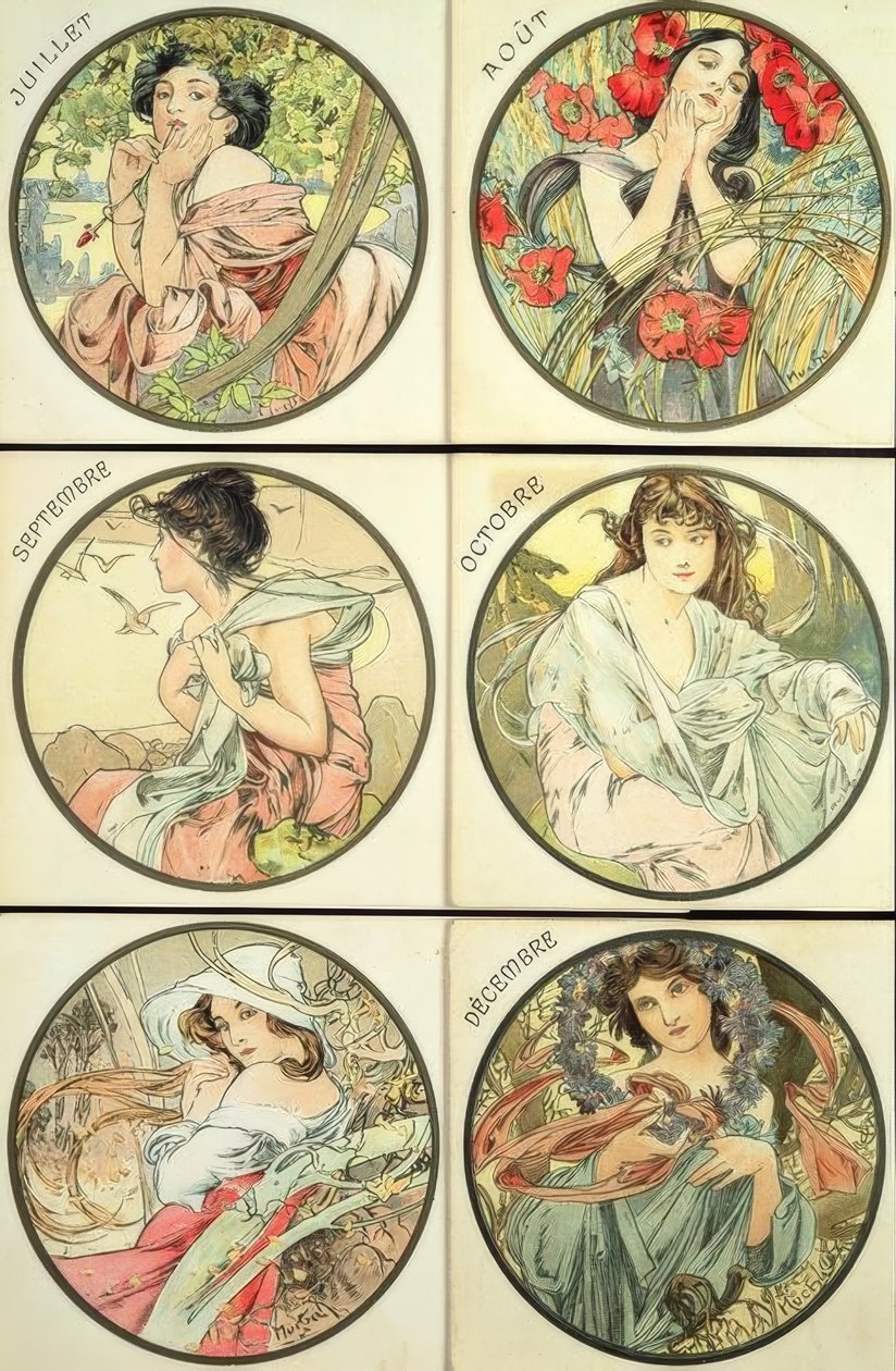 July / August / September / October / November / December by Alphonse Mucha