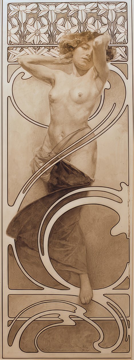 Preliminary Drawing for Plate 10 by Alphonse Mucha