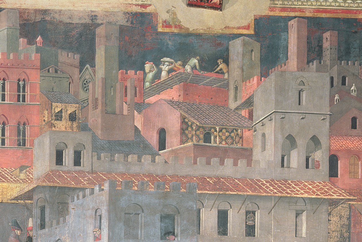 Good Government in the City, 1338-40 (detail) by Ambrogio Lorenzetti