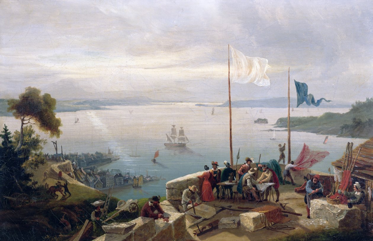 Foundation of the city of Quebec by Samuel de Champlain in 1608, 1848 by Ambroise Louis Garneray