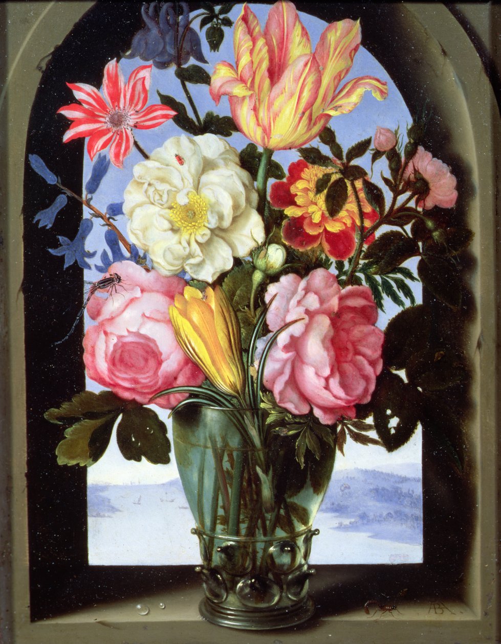 Still life of flowers in a drinking glass by Ambrosius the Elder Bosschaert