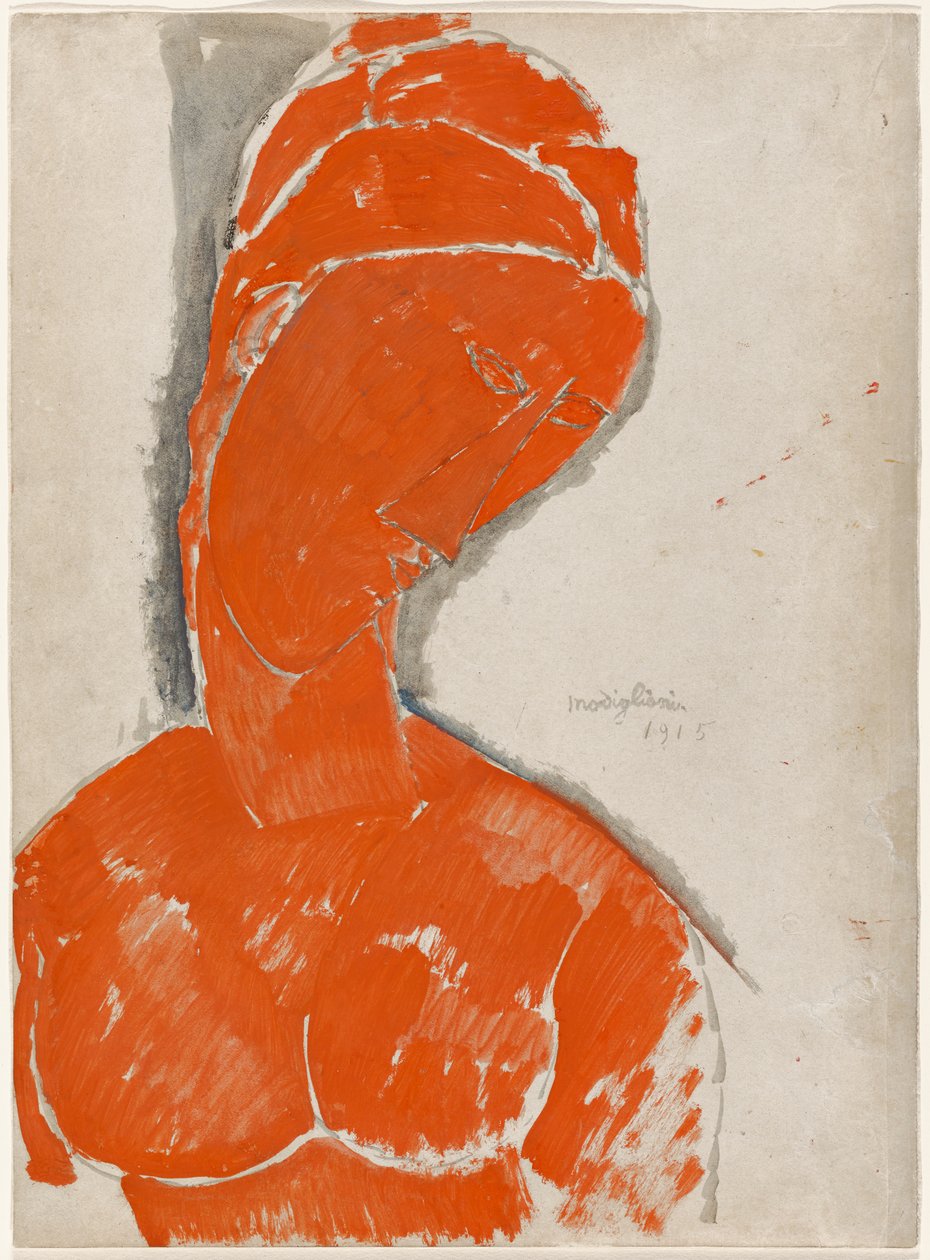 Female Bust in Red by Amedeo Modigliani