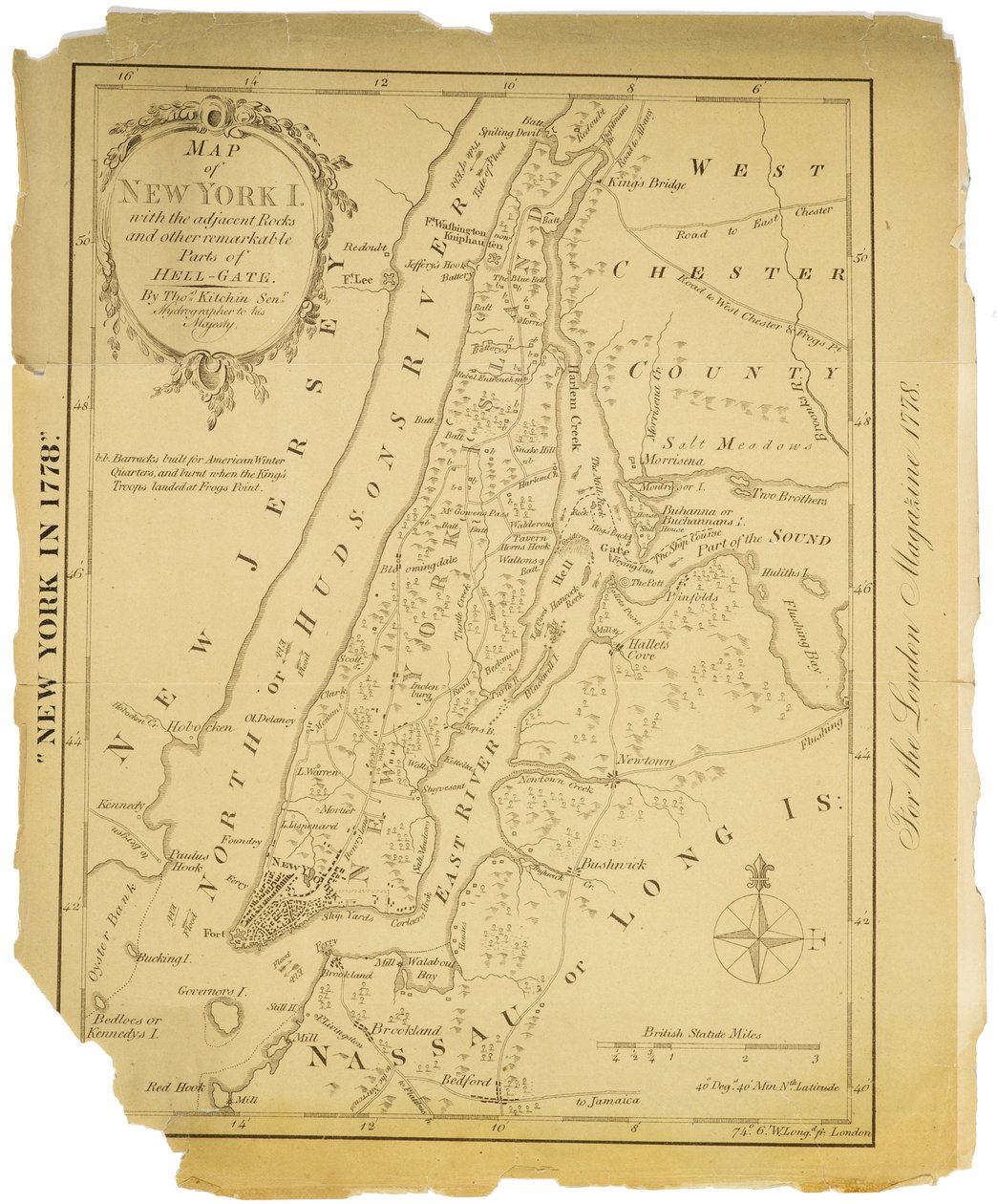 Map of New York Island with the adjacent rocks and other remarkable parts of Hell-Gate by American School