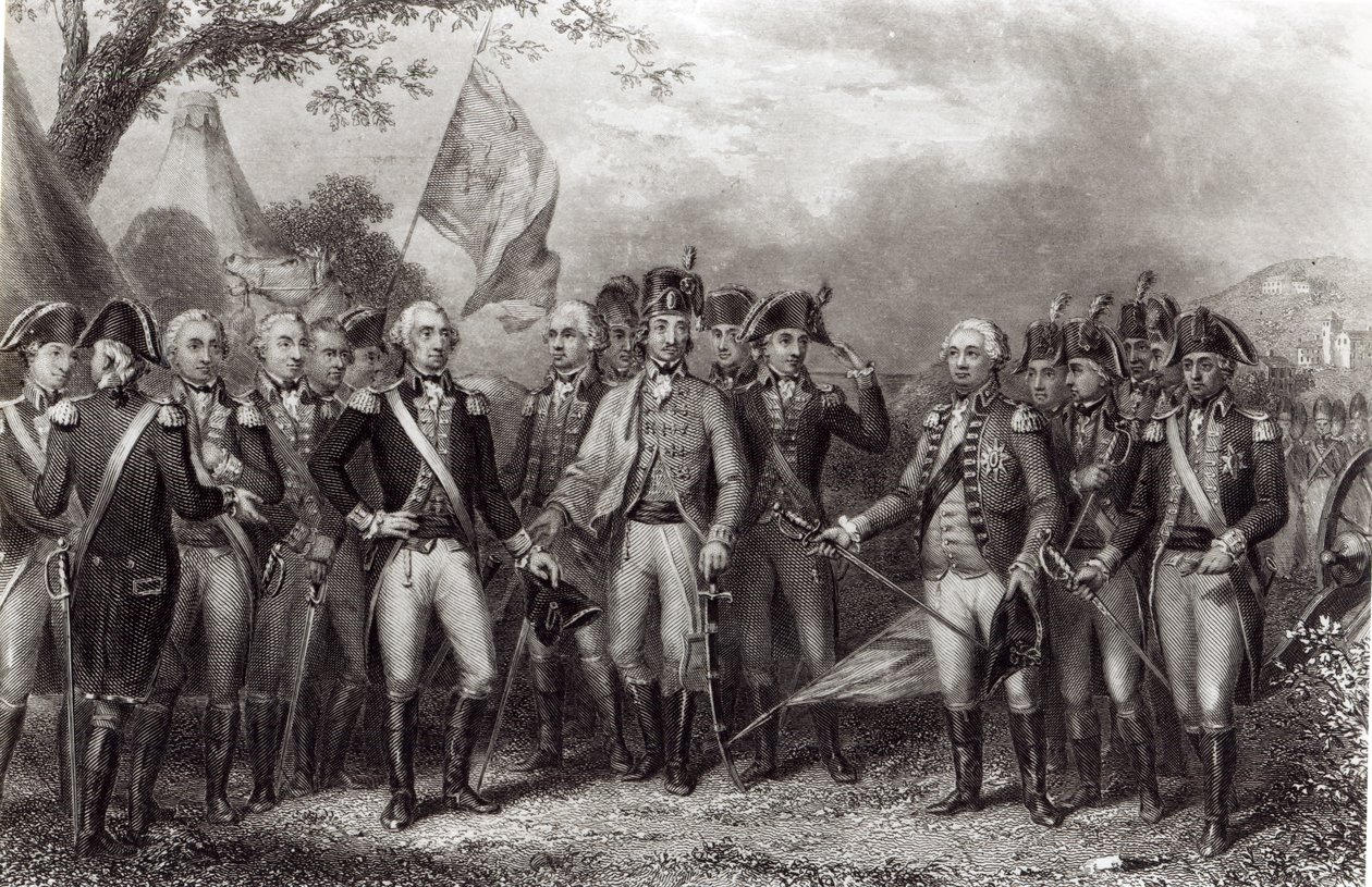 The British Surrendering Their Arms to General Washington, 19th October 1781, Engraved by J. Stephenson by American School