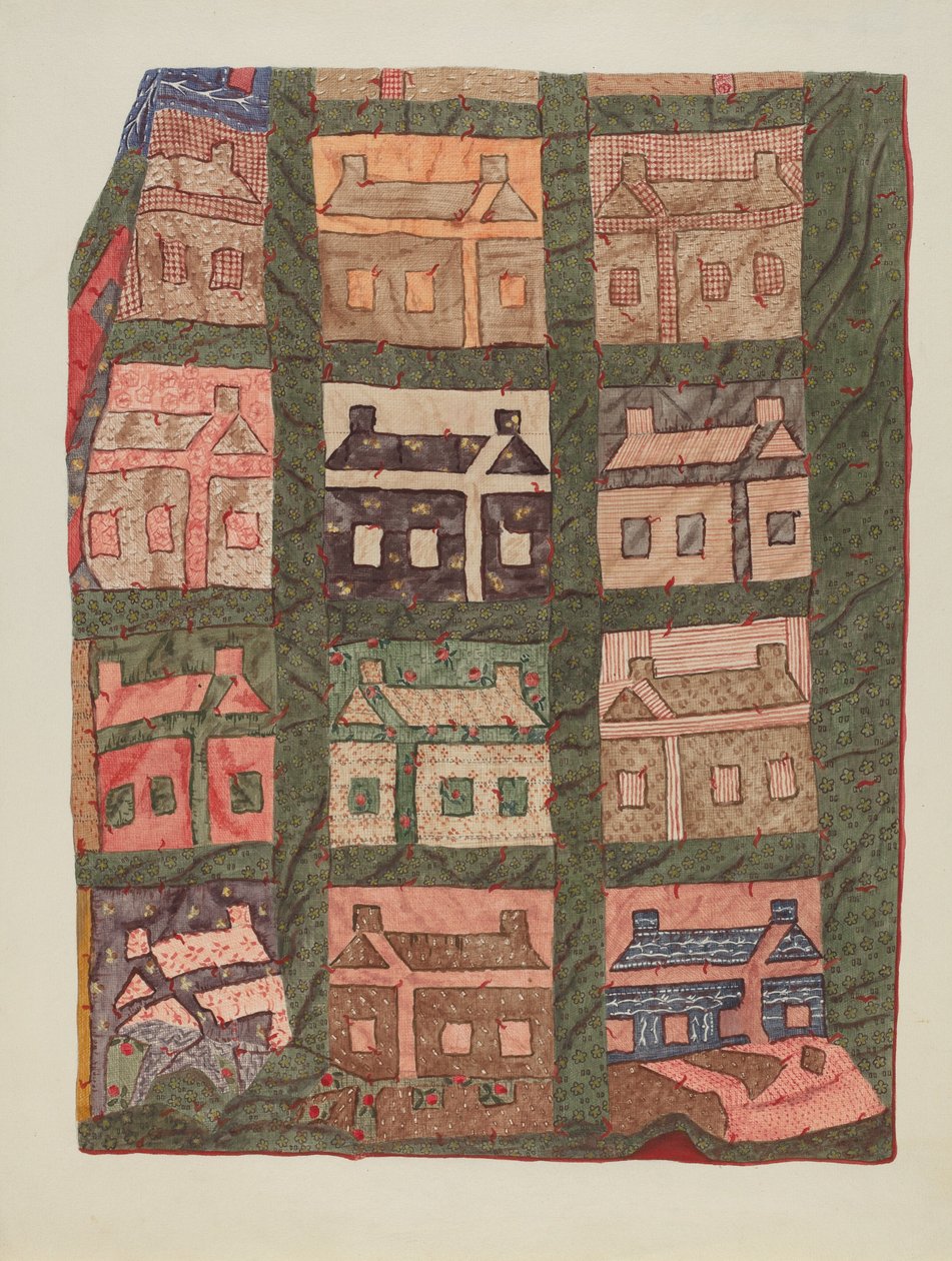 Log Cabin Patchwork Quilt by American 20th Century